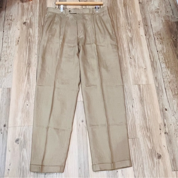 Men’s joseph and feiss 100% linen khaki pants size 37 - Picture 8 of 9